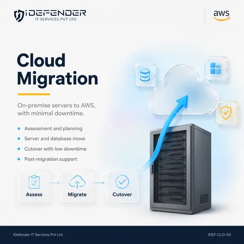 Cloud Migration Services - On-Premise Server to AWS Cloud — iDefender service tile