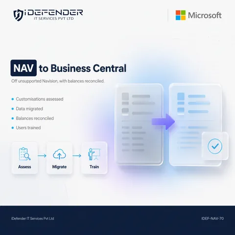 Dynamics NAV to Business Central Migration Services - Navision Upgrade to Cloud ERP — iDefender service tile