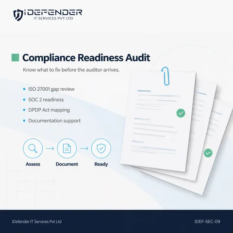 ISO 27001, SOC 2 & DPDP Act Compliance Readiness Audit Service — iDefender service tile