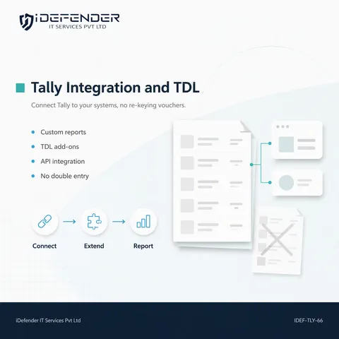 Tally Integration & TDL Customization Services - Custom Reports, Add-ons and API Integration for TallyPrime — iDefender service tile