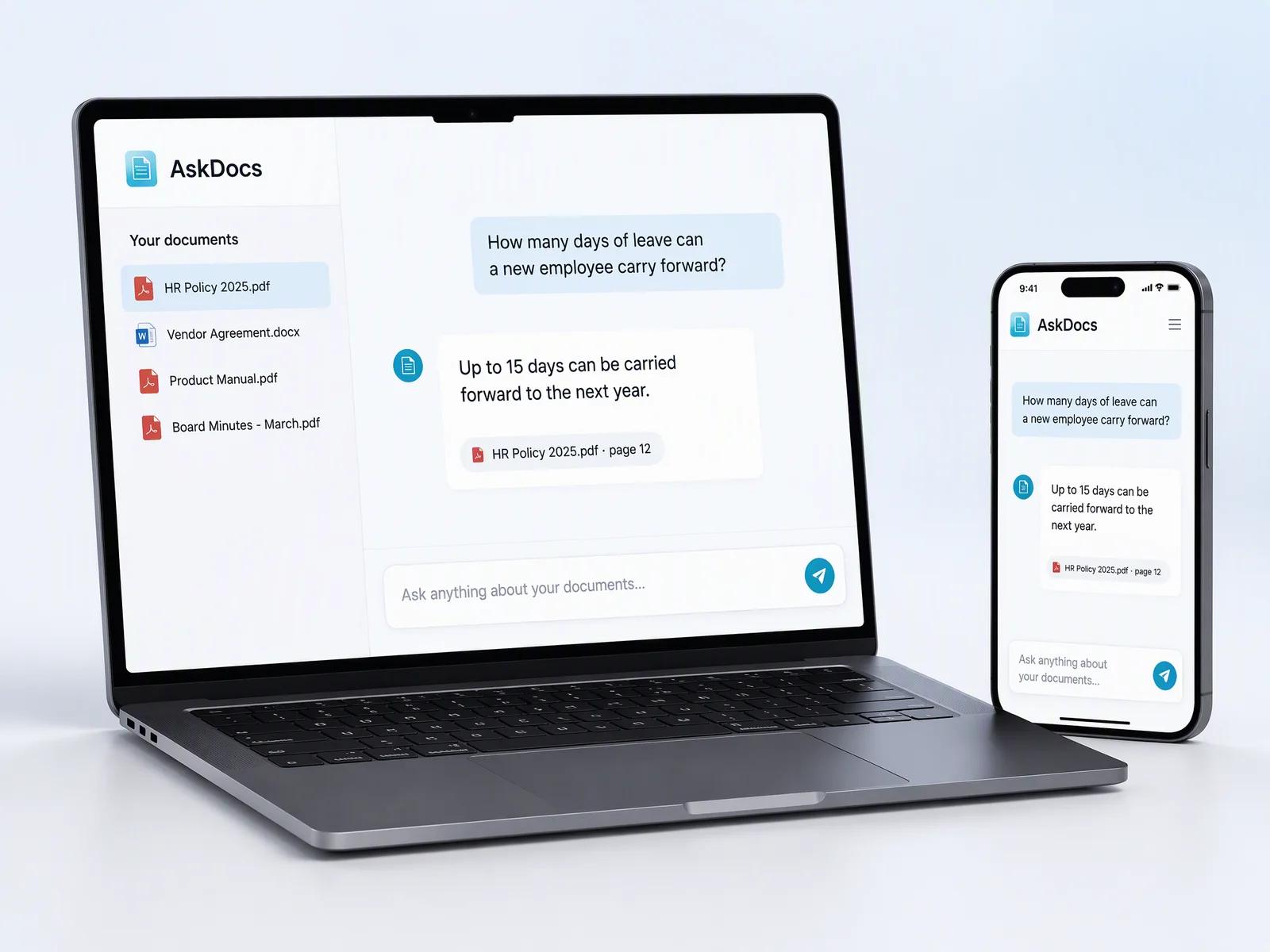 AskDocs on a laptop and phone