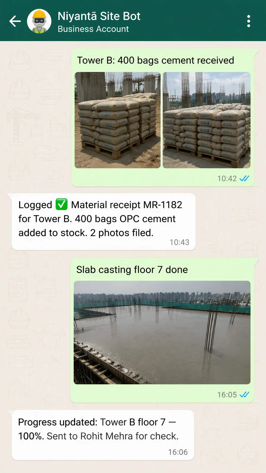 Niyantā: site updates on whatsapp