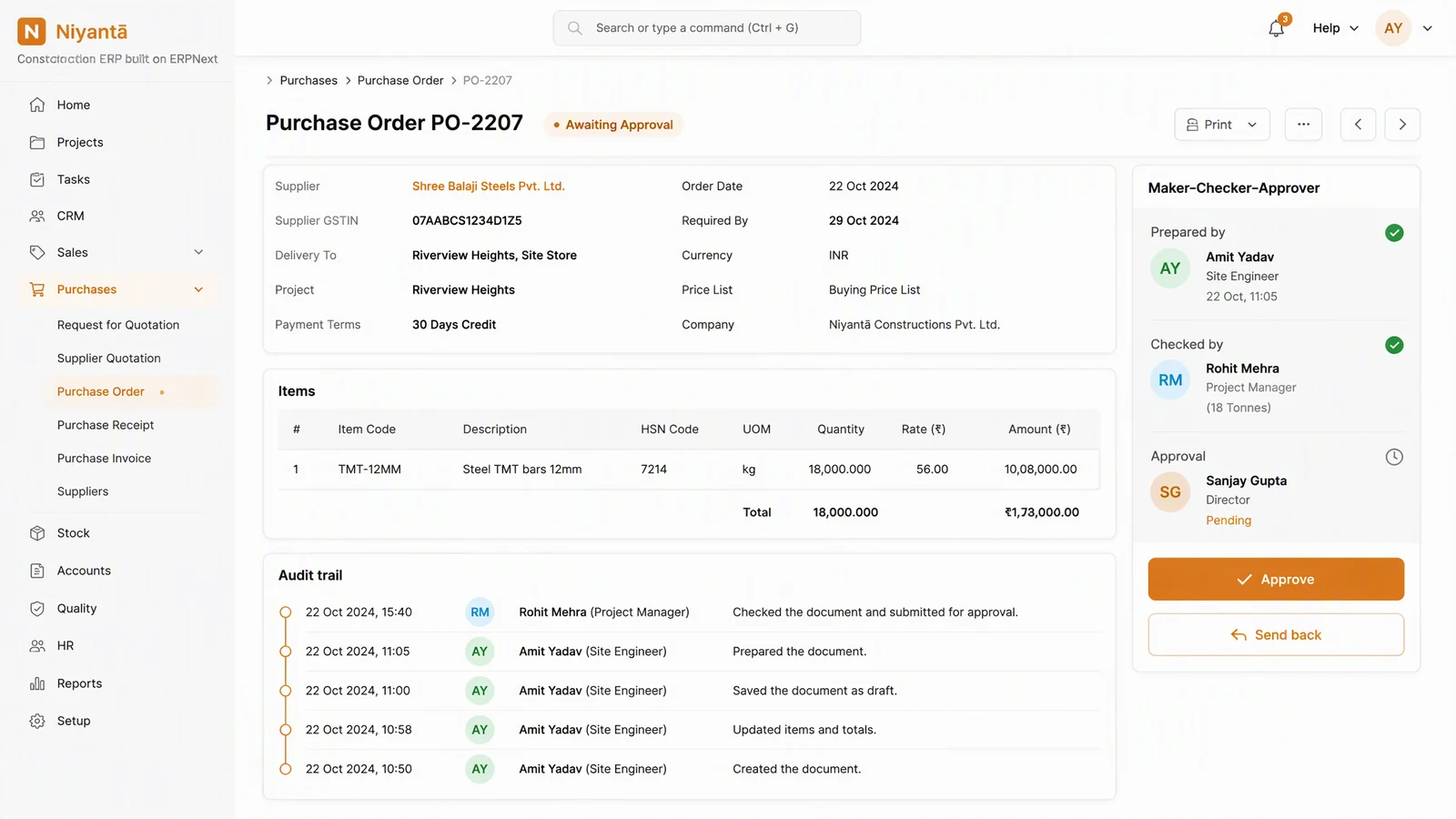 Niyantā: maker-checker approvals